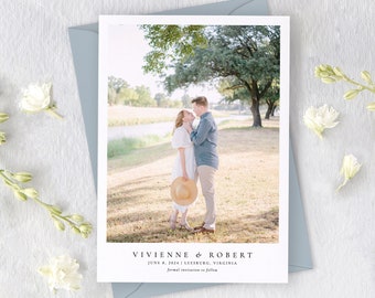 VIVIENNE | Printed Wedding Save the Dates, Classic Save the Date with Photo, Save the Date Cards for Wedding, Modern Wedding Stationery