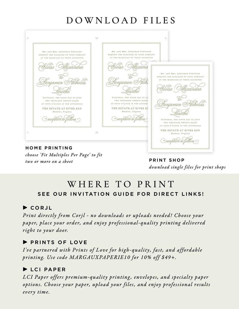 Sage Green Wedding Invitation Templates, Classic Wedding Invitations Instant Download, Regency Style Wedding Invite Printable MPD1005 image 8