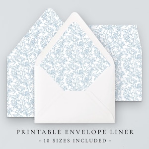 Blue Chinoiserie Envelope Liner Template Instant Download, Printable Envelope Liners Digital Download, Grandmillennial Wedding Template