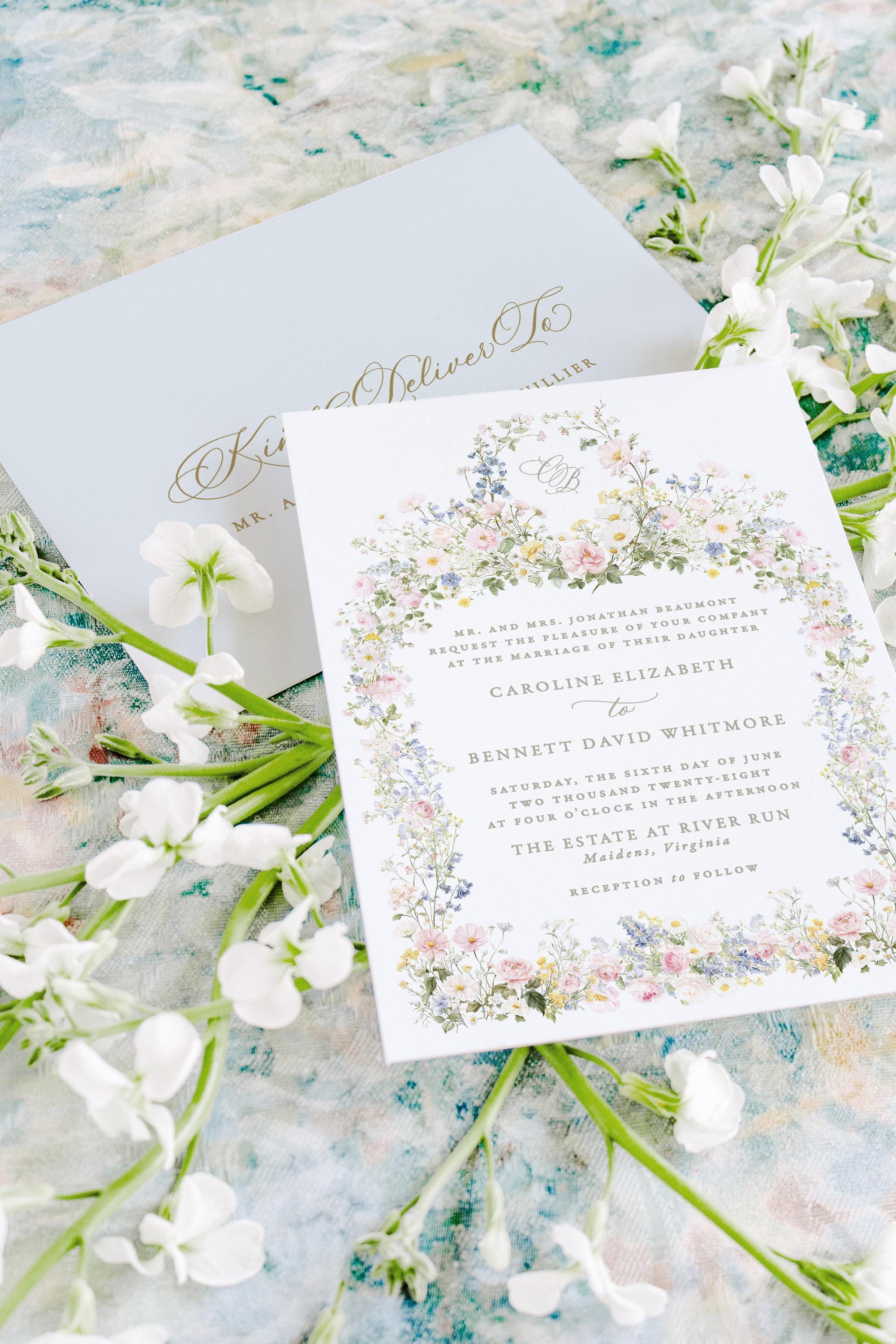Pink Floral Wedding Invitations, Elegant Wedding Invitation Suite ...