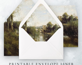 Printable Envelope Liner Template Digital, France Destination Wedding Envelope Liners Instant Download, Classic Art Wedding Template