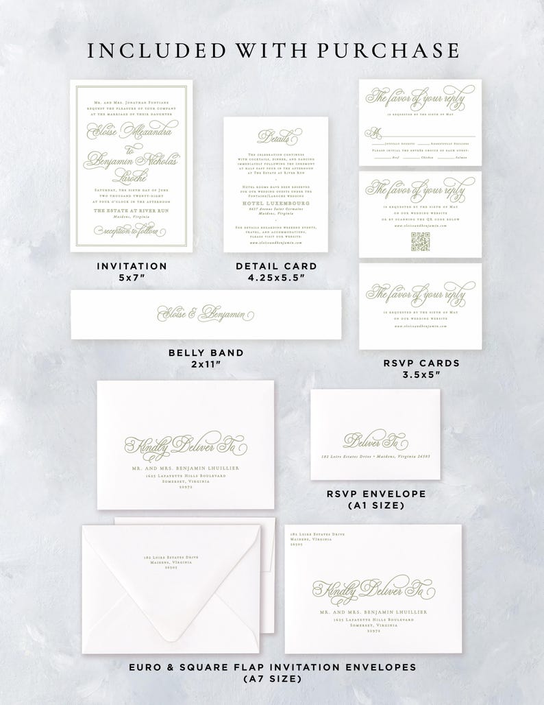 Sage Green Wedding Invitation Templates, Classic Wedding Invitations Instant Download, Regency Style Wedding Invite Printable MPD1005 image 3