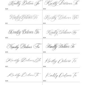 a collection of various font options for the phrase "Kindly Deliver To", including different styles and variations of the phrase.