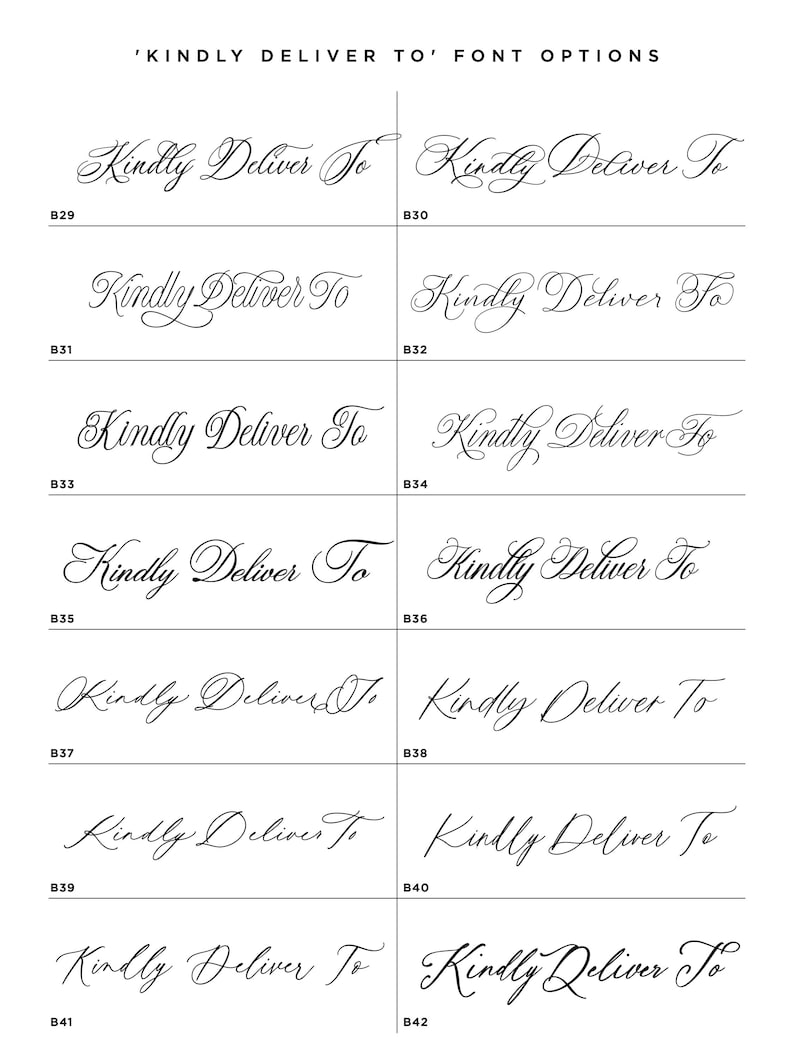a collection of various font options for the phrase "Kindly Deliver To", including different styles and variations of the phrase.