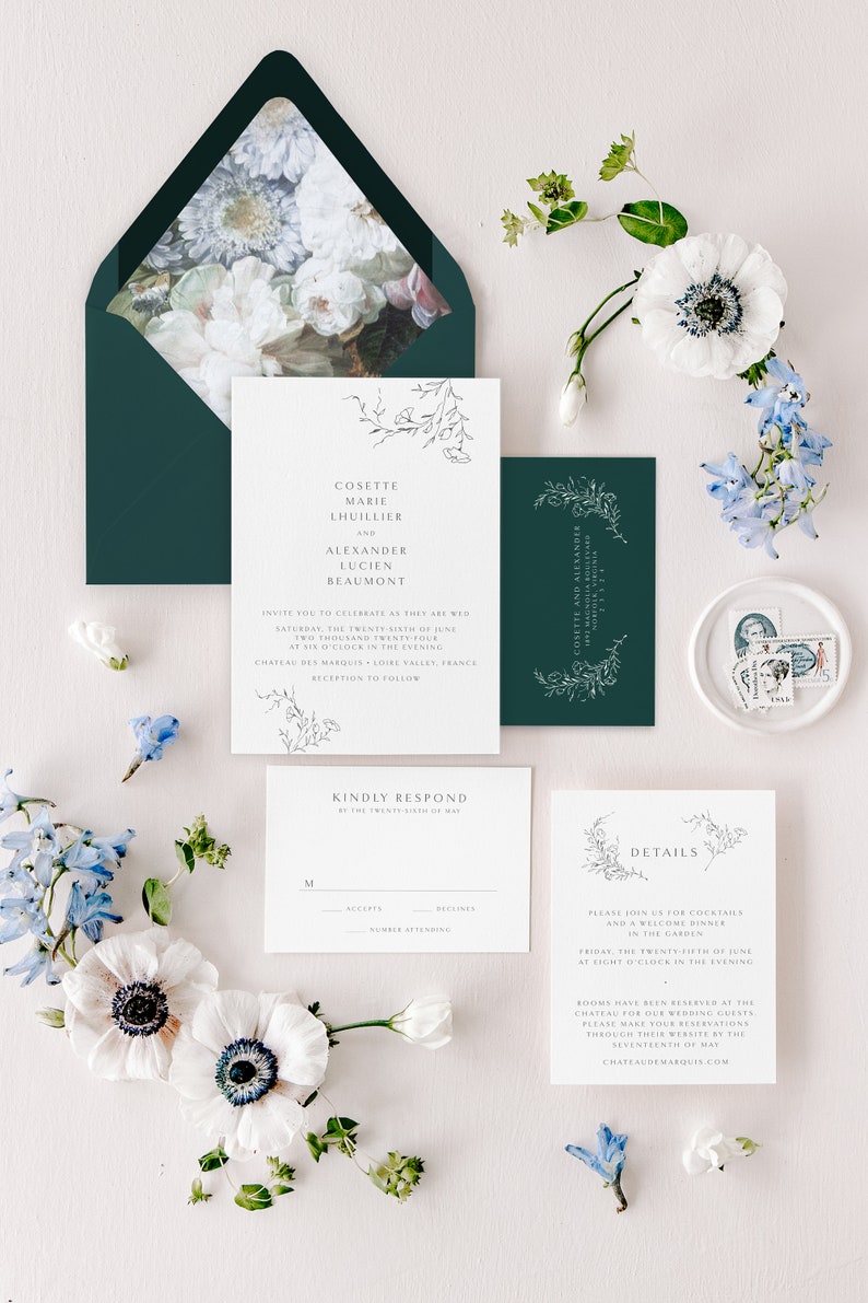 COSETTE Elegant Wedding Invitations, Romantic Wedding Invitation Suite, Luxury Wedding Invitation image 4