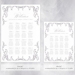 JULIETTE Elegant Wedding Seating Chart, Purple Wedding Sign, Wedding Table Plan, Printable Wedding Signs, Wedding Seating Plan image 6