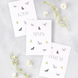 Butterfly Wedding Table Numbers, Modern Table Number, Garden Wedding Decor, Floral Wedding Signs, Printed Table Numbers Wedding | VICTORIA image 3