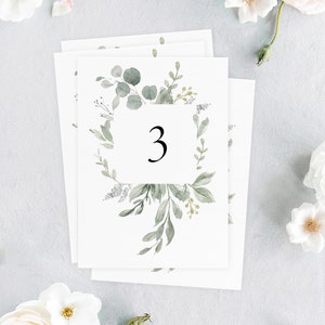BEATRICE Modern Greenery Table Number, Rustic Wedding Table Numbers, Eucalyptus Wedding Signs, Printed Table Numbers Wedding image 5