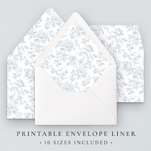 Blue Chinoiserie Envelope Liner Template, Printable Envelope Liners Instant Download, Floral Wedding Template, Rococo Wedding Templates