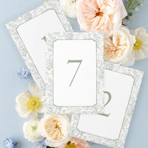 Sage Green Wedding Table Numbers Digital Download Wedding Templates Floral, Printable Table Numbers Wedding Sign Instant Download MPD1008