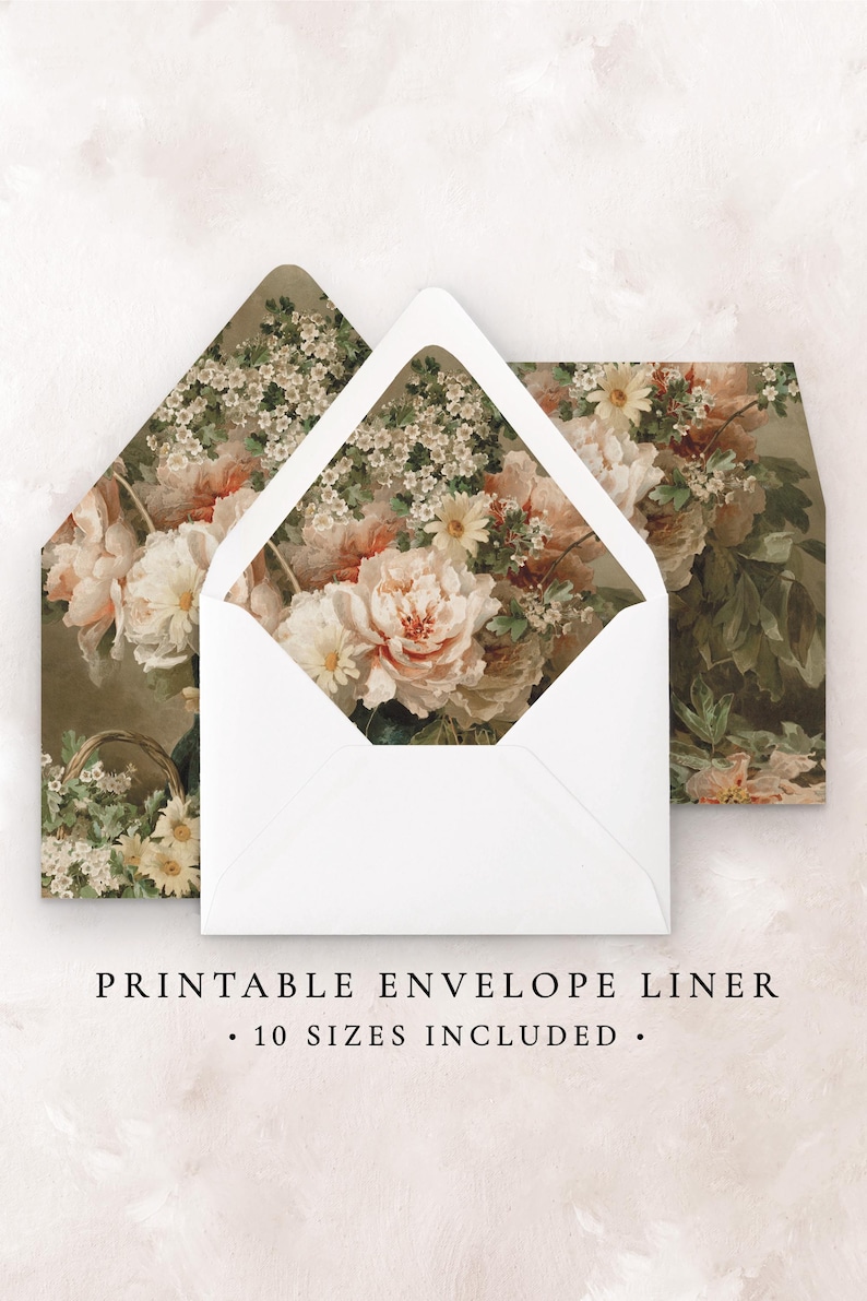 Printable Envelope Liner Template Instant Download, Floral Envelope