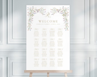 ISABELLE | Wildflower Wedding Seating Chart, Floral Wedding Sign, Wedding Table Plan, Printable Wedding Signs, Elegant Wedding Seating Plan