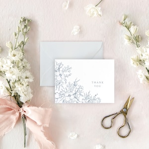 Floral Wedding Shower Thank You Cards, Thank You Cards Wedding, Navy Wedding Thank You Cards, Set of 10 image 6