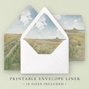 Beach Landscape Envelope Liner Template, Coastal Wedding Template Instant Download, Wedding Invitation Envelope Liners Digital Download