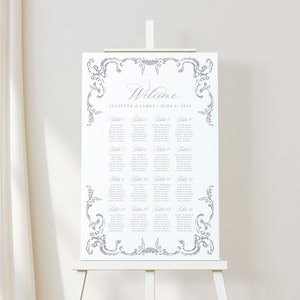 JULIETTE Elegant Wedding Seating Chart, Purple Wedding Sign, Wedding Table Plan, Printable Wedding Signs, Wedding Seating Plan image 5