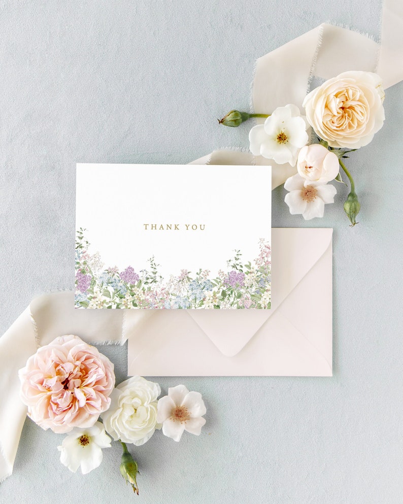 Floral Thank You Card Set, Elegant Thank You Cards, Baby Shower Thank You Cards, Thank You Cards Bridal Shower, Bridesmaid Thank You Card image 2