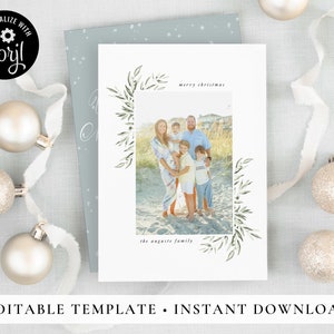 Modern Christmas Card Template, Digital Download Christmas Cards with Photo, Instant Download Christmas Card Printable, Corjl #4C0A7K