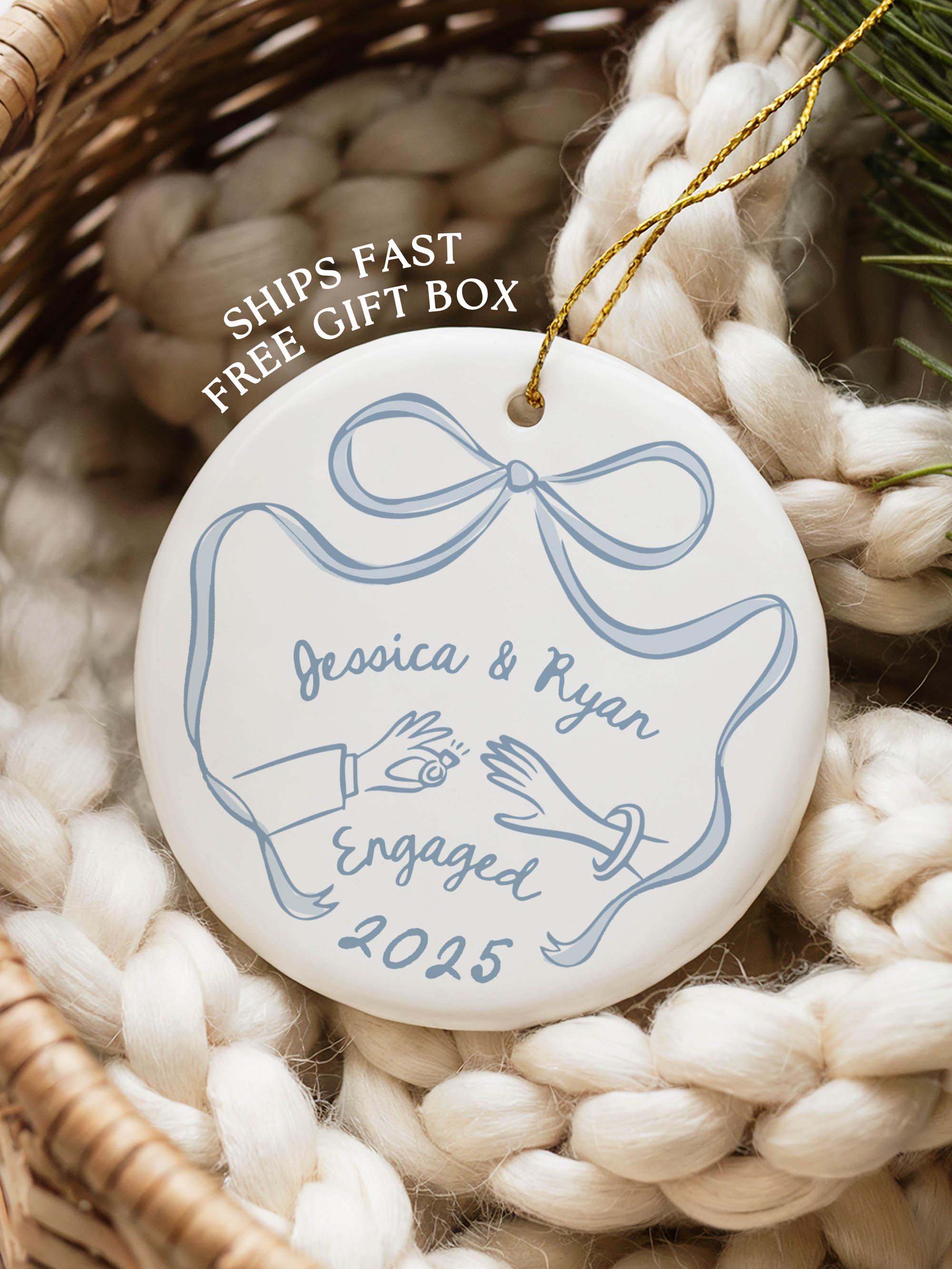 First Christmas Engaged Ornament, Personalized Engagement Gift for Couples, Custom Engagement Christmas Keepsake, Engaged Christmas Ornament