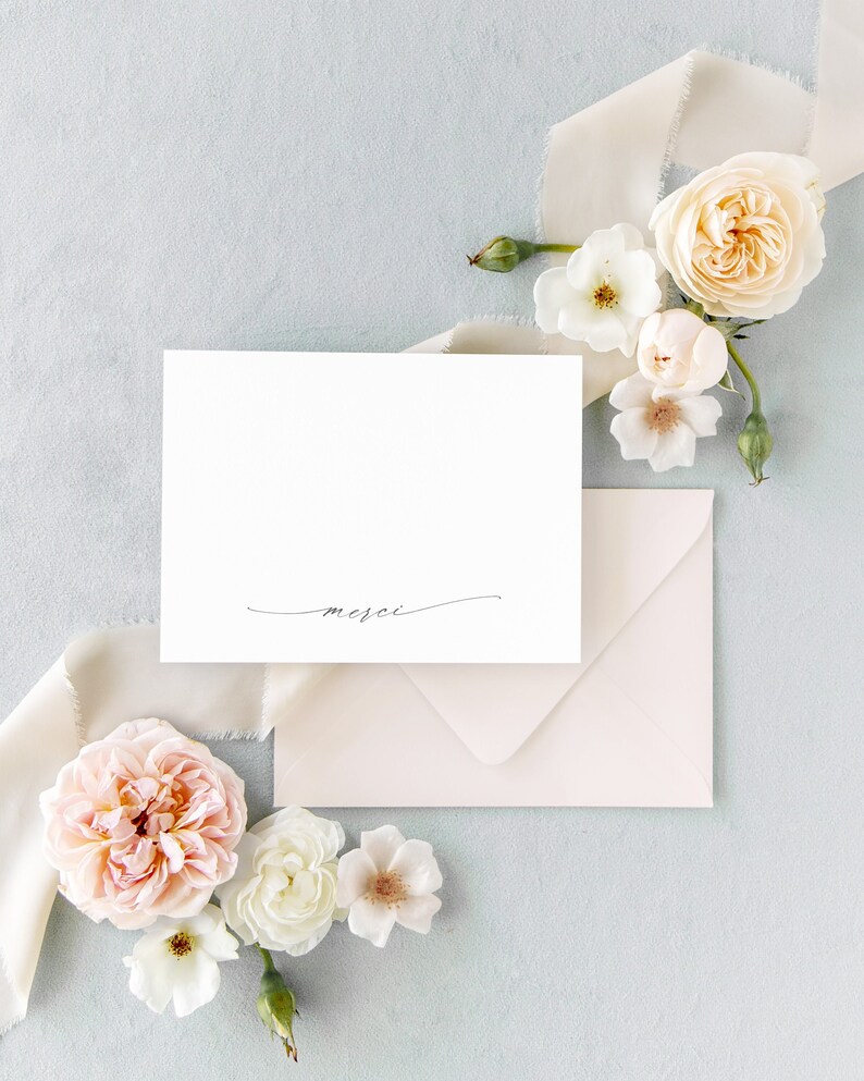 Elegant Wedding Thank You Cards, Thank You Cards Wedding, Modern Wedding Shower Thank You Card, Set of 10 image 5