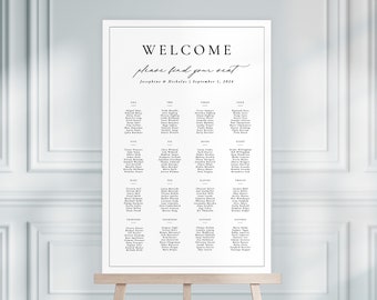 JOSEPHINE | Affiche de tableau de sièges de mariage simple, Plan de sièges de mariage moderne, décor de mariage, tableau de sièges de mariage minimaliste imprimable