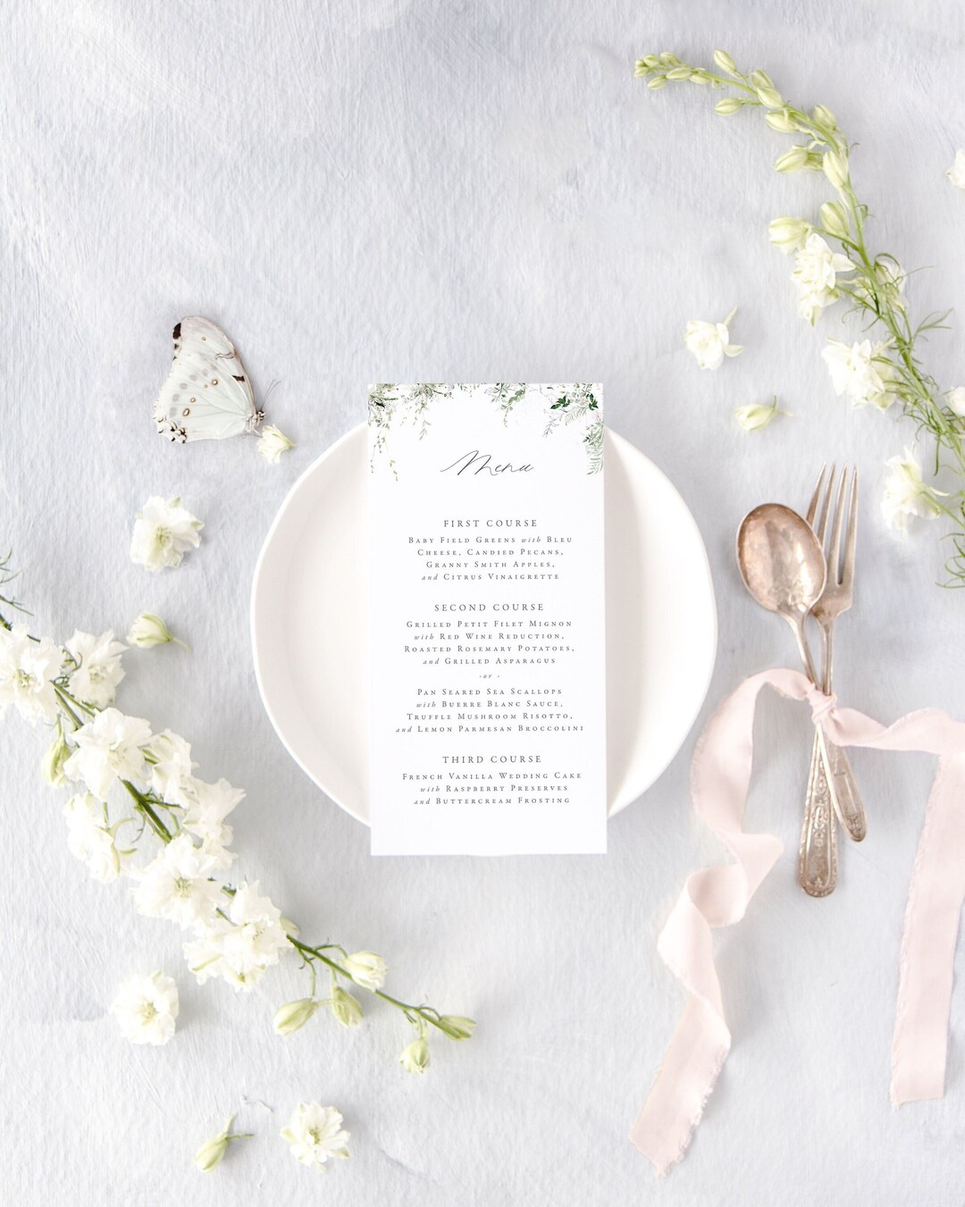 Rustic Wedding Menu Cards, Greenery Wedding Menu, Modern Wedding Menus ...