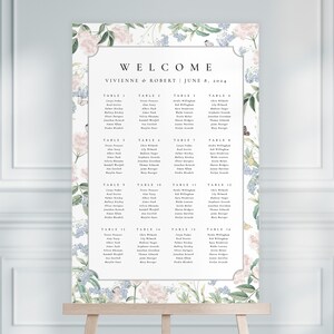 VIVIENNE Butterfly Wedding Seating Chart, Floral Wedding Table Plan, Printable Wedding Signs, Wedding Seating Plan, Seating Chart Wedding image 1