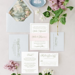 Sage Green Wedding Invitation Templates, Classic Wedding Invitations Instant Download, Regency Style Wedding Invite Printable MPD1005 image 10