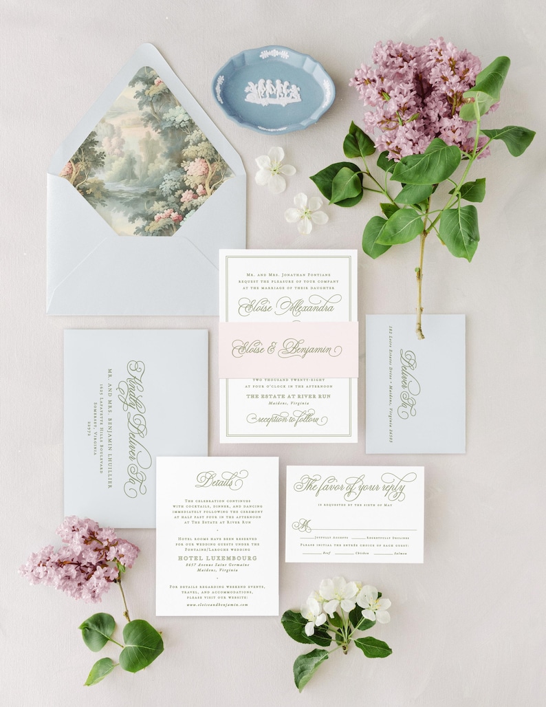 Sage Green Wedding Invitation Templates, Classic Wedding Invitations Instant Download, Regency Style Wedding Invite Printable MPD1005 image 10