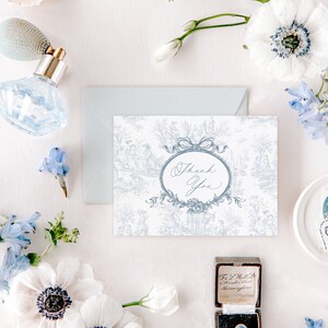 French Tole De Jouy Thank You Cards, Elegant Brdal Shower Thank You