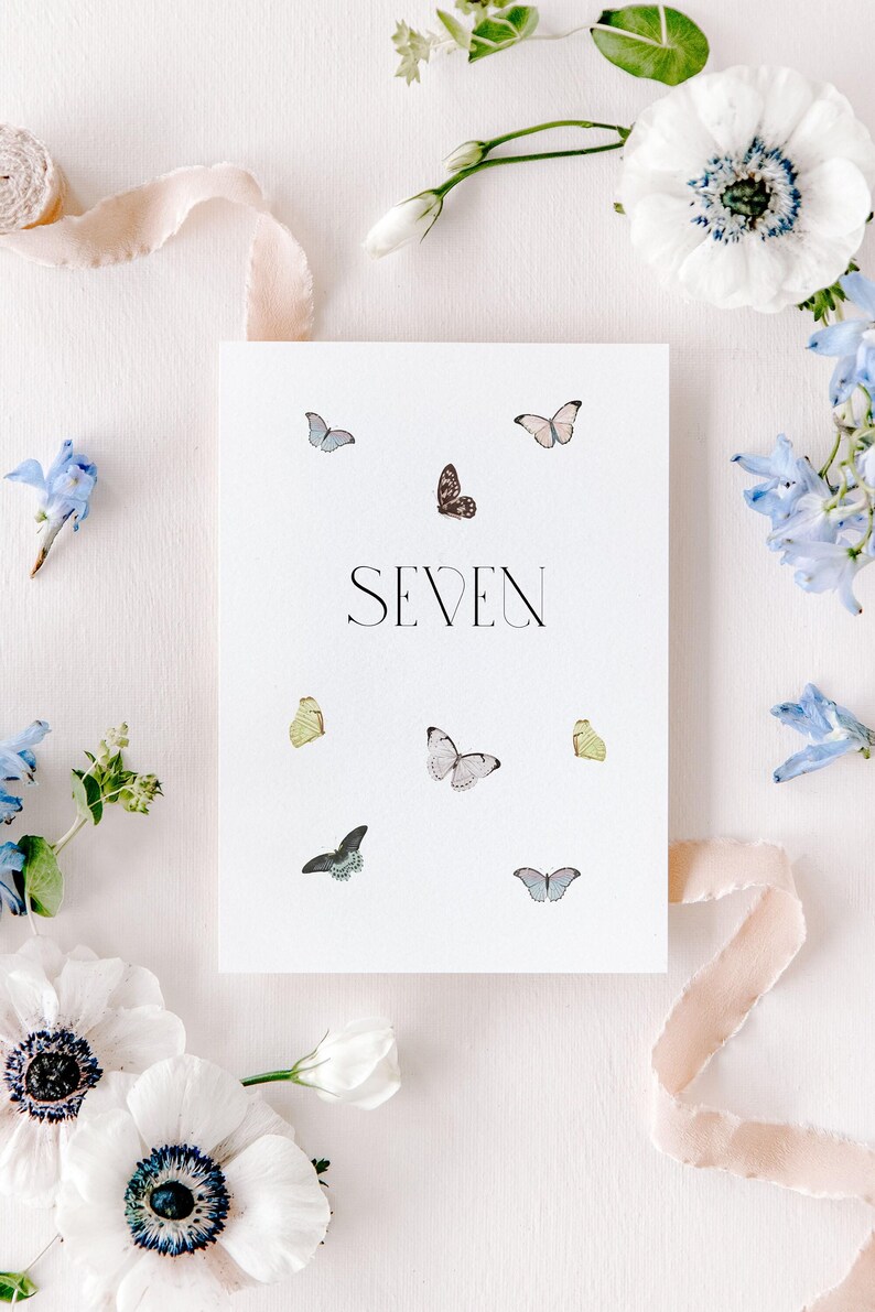Butterfly Wedding Table Numbers, Modern Table Number, Garden Wedding Decor, Floral Wedding Signs, Printed Table Numbers Wedding | VICTORIA image 5