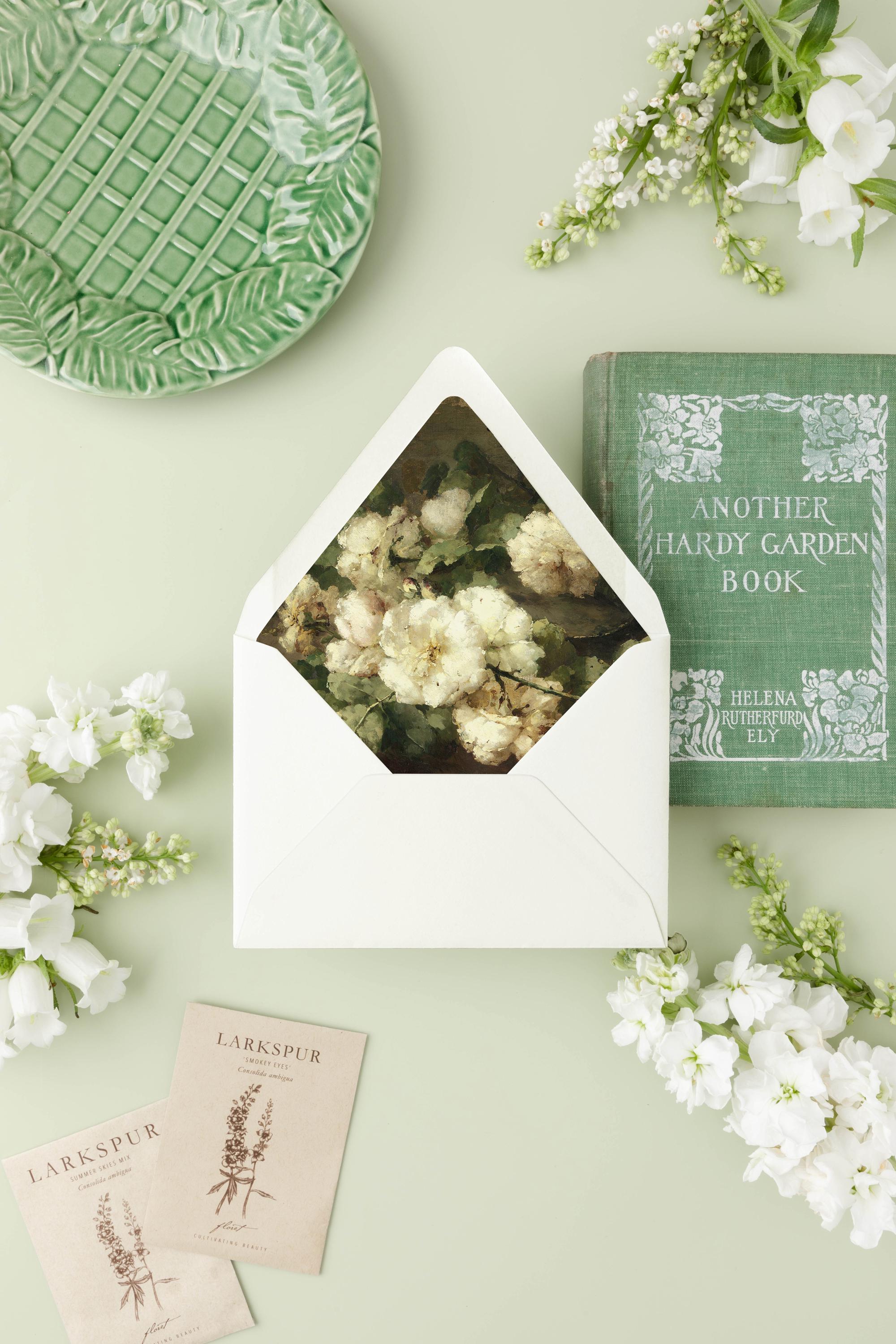 Ivory Floral Envelope Liner Template Instant Download, Digital Download ...