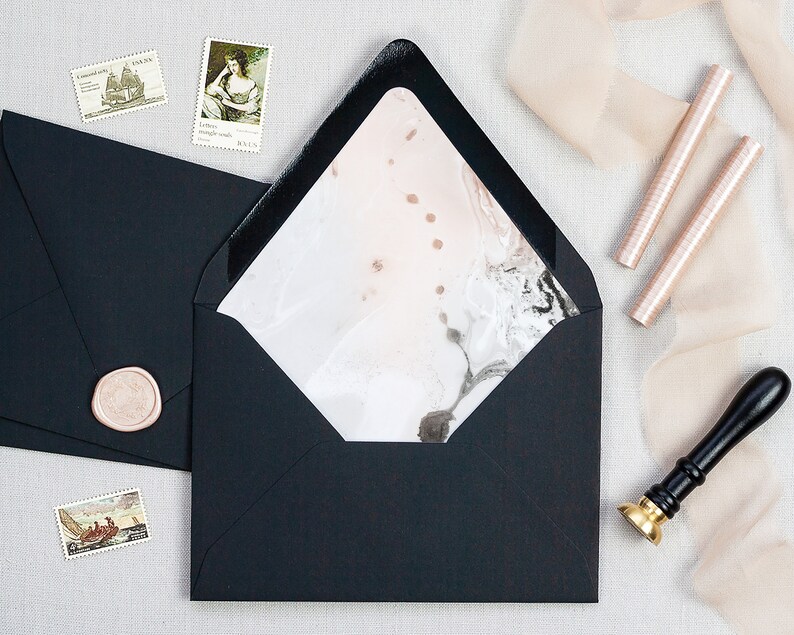 Marble Lined Envelopes For Wedding Invitations Marble Etsy