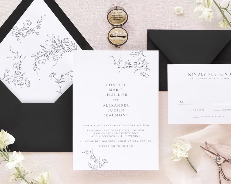 COSETTE Elegant Wedding Invitations, Romantic Wedding Invitation Suite, Luxury Wedding Invitation image 1