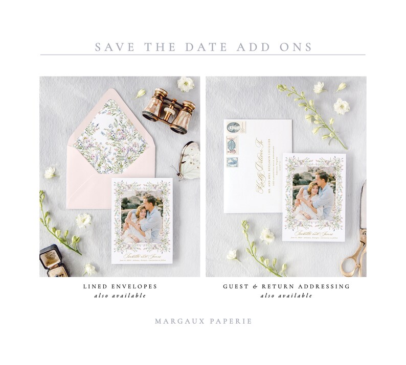 ISABELLE Floral Frame Save the Date, Save the Dates with Frame, Wildflower Save the Date Cards, Elegant Wedding Invitations Save the Date image 4