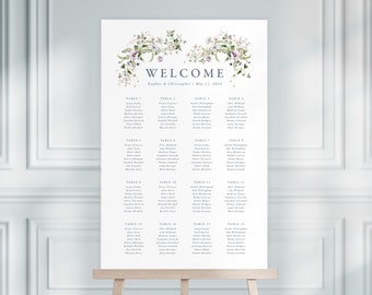 DAPHNE | Floral Wedding Seating Chart, Modern Wedding Table Plan, Printable Wedding Signs, Wedding Seating Plan, Seating Chart Wedding