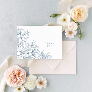 Floral Wedding Shower Thank You Cards, Thank You Cards Wedding, Navy Wedding Thank You Cards, Set of 10 image 7