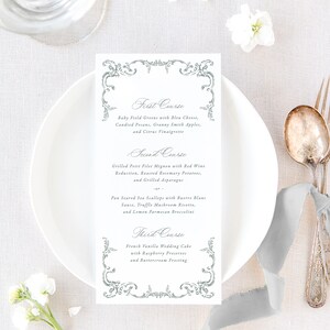 JULIETTE Elegant Wedding Menu Printed, Classic Wedding Decor, Purple Wedding Menu Card, Wedding Table Decor, Formal Dinner Menu image 4