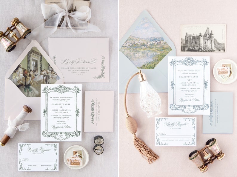 CHARLOTTE Floral Frame Wedding Invitation, Elegant Wedding Invitations, Gold Wedding Invites, Printed Destination Wedding Invitations image 6