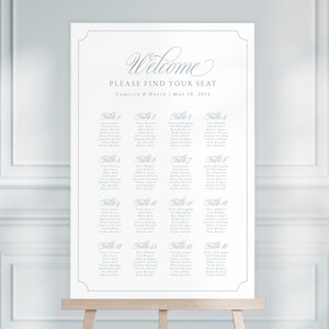 Dusty Blue Wedding Seating Chart, Classic Wedding Sign, Wedding Table Plan, Printable Wedding Signs, Elegant Wedding Seating Plan | CAMILLE
