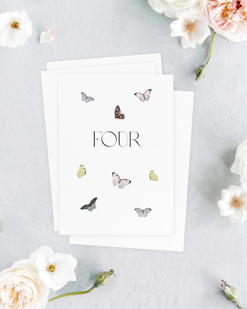 Butterfly Wedding Table Numbers, Modern Table Number, Garden Wedding Decor, Floral Wedding Signs, Printed Table Numbers Wedding | VICTORIA image 6
