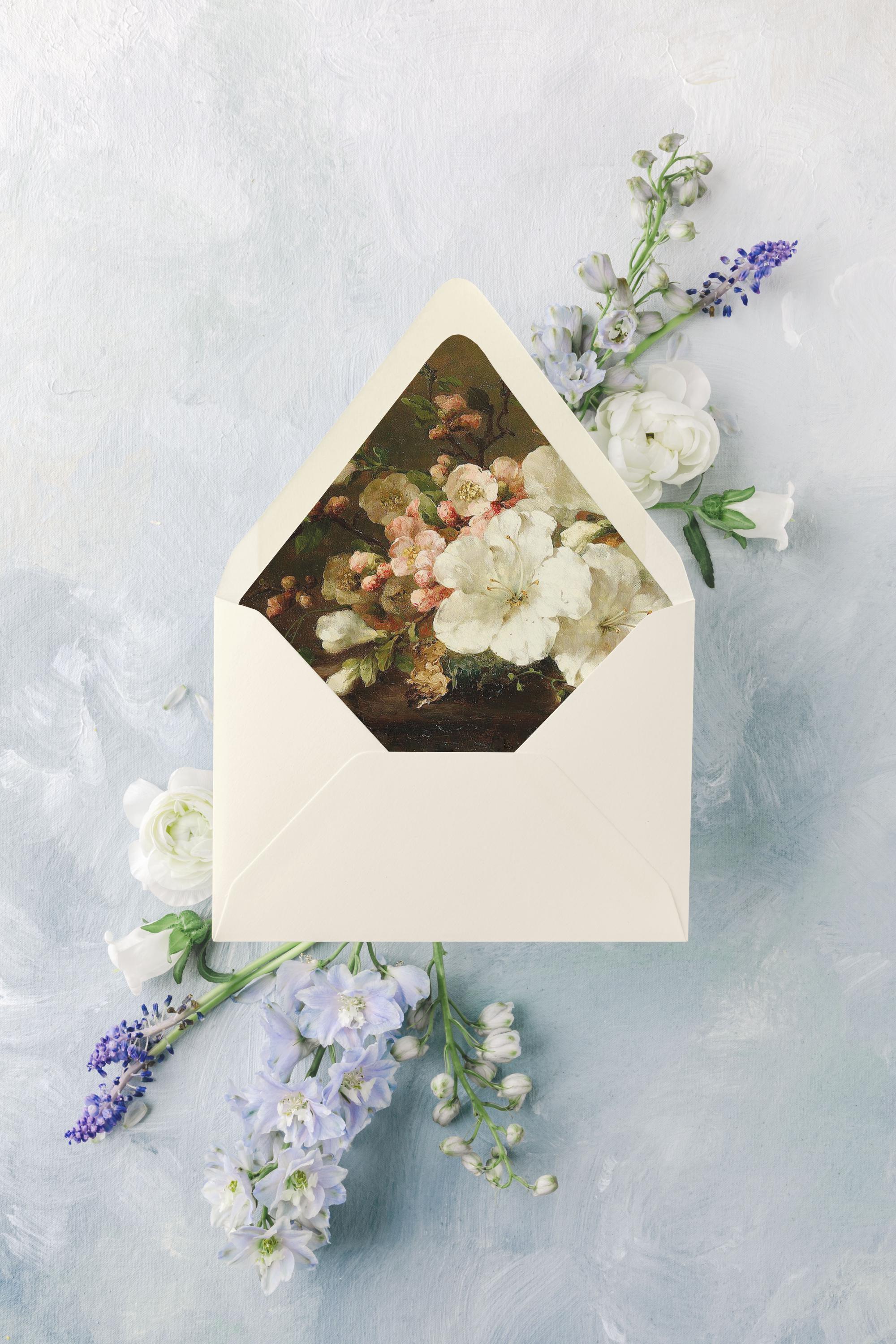Sobres Marfil A7 Con Forro Floral Para Invitaciones De Boda  5x7 Pulgadas Paquete De 50