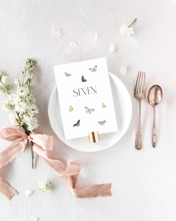 Butterfly Wedding Table Numbers, Modern Table Number, Garden Wedding Decor, Floral Wedding Signs, Printed Table Numbers Wedding | VICTORIA