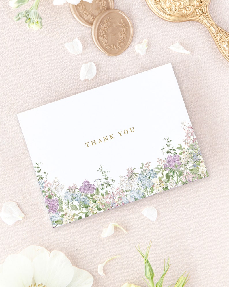 Floral Thank You Card Set, Elegant Thank You Cards, Baby Shower Thank You Cards, Thank You Cards Bridal Shower, Bridesmaid Thank You Card image 5