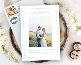 BEATRICE | Modern Wedding Save the Date, Printed Save the Date Cards, Minimalist Save the Date Photo,