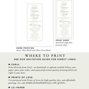text and logos related to wedding planning services, including a bride and groom's names, a wedding venue, and a guide for printing services.