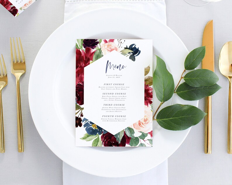 Rustic Wedding Menu Printed Menu Wedding Fall Wedding Menu Etsy