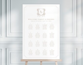 EMILIE | Dusty Pink Wedding Seating Chart, Classic Wedding Sign, Wedding Table Plan, Printable Wedding Signs, Elegant Wedding Seating Plan