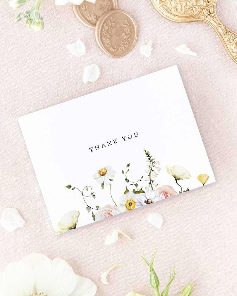 Cartes de remerciement florales modernes, carte de remerciement de douche nuptiale, cartes de remerciement de baby shower, cartes de notes avec enveloppes, remerciement de mariage image 4