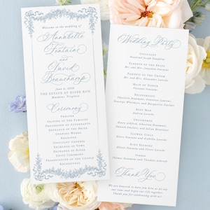 Dusty Blue Wedding Program Template, Floral Wedding Programs Digital Download, Instant Download Wedding Templates, MPD1004