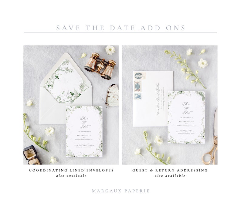 BELLAMY Greenery Wedding Save the Date, Modern Save the Dates, Fall Wedding Papeterie, Spring Save the Date Cards, Digital Download image 7